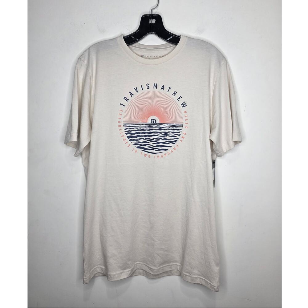 NWT Travis Mathew cream cotton beach cities short sleeve shirt - medium